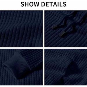 Sudaderas con Capucha Azul Marino para Hombre, 100% Algodón, Felpa, Logotipo Personalizado Bordado, Transpirable, Invierno, Alta Calidad - Product Image 4