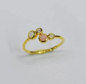 แหวนเงินชุบทอง14K ปรับแต่งได้ปรับแต่ง S925ได้แหวนเครื่องประดับที่ดีสีชมพูธรรมชาติขนาดเล็กโอปอลออสเตรเลียอินเทรนด์สำหรับปาร์ตี้ - Product Image 1