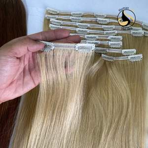 Extensions de cheveux 100% naturels malaisiens — doreen, cheveux humains lisses, couleur Blonde, Double Drawn, avec clips, nouveauté produit 100% - Product Image 3