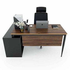 Escritorio Ejecutivo de Lujo Contemporáneo con Patas de Madera Contrachapada Recubiertas de Melamina, Sistema HBCN020 Cone II para Muebles de Oficina y Hospital - Product Image 1