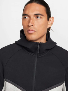 Sweat à capuche pour hommes coupe surdimensionnée avec poche Fabricants de haute qualité Sweat à capuche zippé en noir et blanc - Product Image 2