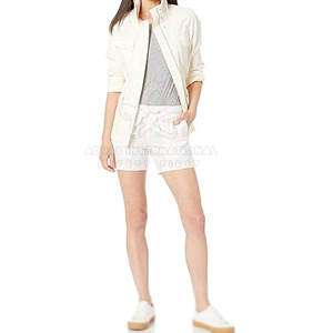 Femmes taille haute cordon décontracté respirant écologique 100% coton Shorts dernier Style couleur unie personnalisé en gros - Product Image 4