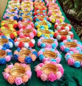 Handmade <b>Multi</b> <b>Color</b> Artificial Flower Tea <b>Light</b> Holders Diyas Diwali Gift Home Festival Decorations Candle Holder Wholesale OEM - Product Image 5