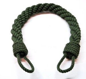 Attache de rideau en corde de coton épaisse vert foncé : Décoration nautique shabby chic - Product Image 3