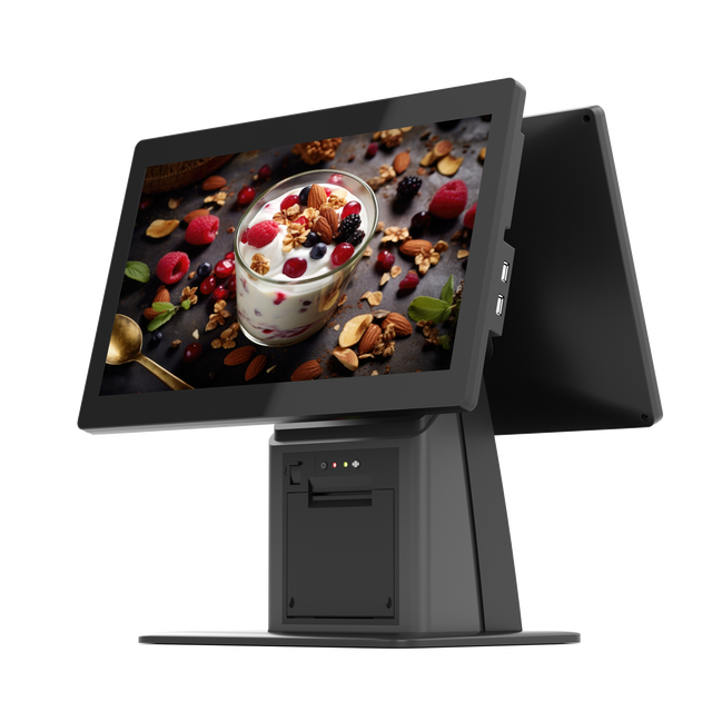 DLSUM 15.6 Inch Dual Screen Touch Screen All in One Restaurant POS Machine with Integrated 58/80mm Thermal Printer