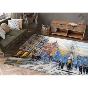 Tapis Paysage Hivernal Urbain, Tapis Imprimé, Paysage Urbain Hivernal, Tapis en Velours - Product Image 5