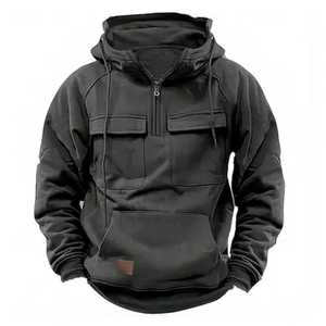 Men's Customized Logo Pullover Sweatshirt Solid Design Hooded Casual <b>Coat</b> with Pocket for Autumn Sportswear on Sale in UK - Product Image 6