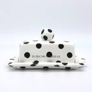 Gorgeous Look <b>Black</b> <b>And</b> White Color Flowers Designer Superior Quality Metal Made Butter Dish Table Centerpiece Kitchenware - Product Image 2