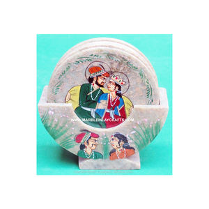 Posavasos de té pintado con hermoso diseño de esteatita, diseño único y antiguo, uso para posavasos de té de esteatita de alta calidad hecho en La India - Product Image 1