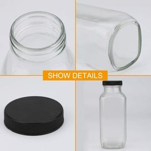 Bouteille en verre de 8 oz, <span class=keywords><strong>carafe</strong></span> réutilisable avec couvercle étanche pour smoothies, kombucha, thé - Product Image 3