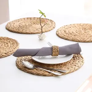 Basic Design Water Hyacinth Boho Style Wicker Placemats Natural Water Hyacinth Coasters <b>Table</b> <b>Mats</b> Wholesale - Product Image 2