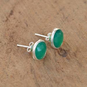 Jewelry For Women Silver Boho Style Stud <b>Earrings</b> Jewelry 925 Sterling Silver Green <b>Onyx</b> Gemstone Trending Handmade <b>Earrings</b> - Product Image 3