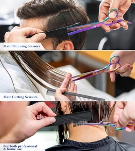 Tijeras profesionales para el cabello de 6,5 pulgadas, tijera de corte de cabello de acero inoxidable alemán multicolor para salón de peluquería, hogar, hombres, mujeres, EE. UU. - Product Image 4