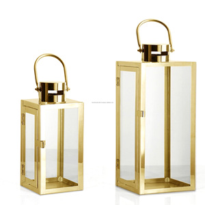 Stainless Steel Open Face <b>Lantern</b> <b>Gold</b> <b>Lantern</b> Metal Hanging Candle Holder for Holiday Decor Portable Candle Holder <b>Lantern</b> - Product Image 3