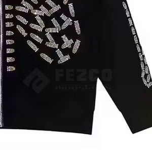 Sudadera con capucha de algodón 100% de peso pesado para hombre de mejor diseño cómoda manga completa con cuello con capucha de diamantes de imitación para invierno - Product Image 5