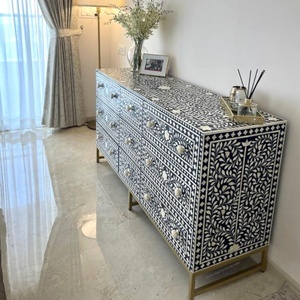 Meubles de luxe à faible coût pour salons modernes Table console incrustée d'os avec tiroirs Pièce de décoration unique et artistique - Product Image 1