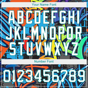 Dernier logo OEM personnalisé Graffiti motif géométrique blanc sarcelle 3D design authentique respirant séchage rapide léger Baseball Jersey - Product Image 5