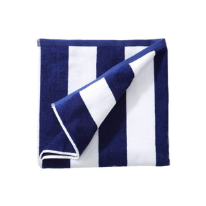 Resort de lujo azul degradado rayas estilo cabaña felpa comodidad 100% algodón bordado secado rápido OEKO TEX Toalla de playa certificada - Product Image 3