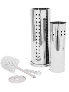 Porte-brosse de toilette en métal à poser au sol pour une organisation de salle de bain gain de place avec un look propre et minimaliste - Product Image 5