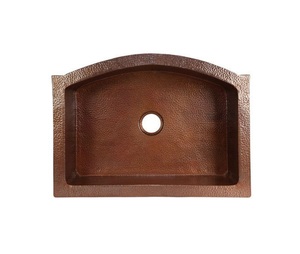 Abordable Flat Ends Farmhouse Round Front Farmhouse Copper Bar Sink New Solid Wall Handmade Kitchen Copper Hotels Wholesaler - Product Image 3