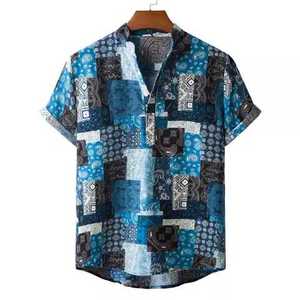 Camisetas hawaianas tropicales para hombre, Jersey de Color azul, camisetas florales con botones, ropa de playa de verano, camisa turística Vac - Product Image 6