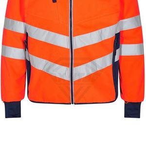 แจ็กเก็ตนิรภัย Hi VIS ระบายอากาศได้ดีปรับแต่งได้เสื้อแจ็กเก็ตมีกระเป๋าด้านข้างมีซิปสำหรับผู้ใหญ่ใช้บริการ OEM - Product Image 2