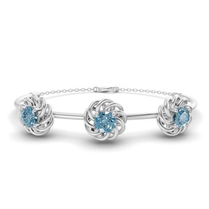 Ice Blue Spiral Eleve Round Lab Grown Diamond Openable Bracelet In 14K <b>Solid</b> <b>Gold</b> 1 Ct Tw Cool Toned Layering Gift Style - Product Image 1