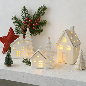 <strong>Christmas</strong> Glowing Ceramics <strong>Village</strong> House LED Light up Porcelains Statue Figurine Festival Home Desktop Decors <strong>Christmas</strong> Ornament - Product Image 1