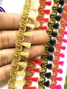 Borlas de Color Sólido de Alta Calidad, Accesorios Decorativos DIY para Prendas y Uso Doméstico, Tamaño Personalizado, Hechas en India, NO son de Pelo de Escoba - Product Image 3