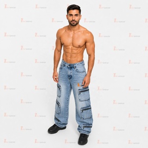 Pantalones Cargo de Mezclilla Casuales para Hombre, Venta al por Mayor, Jeans Utilitarios Personalizados, Multibolsillos, Corte Relajado, Ropa de Trabajo, Moda Urbana, Mezclilla de Algodón - Product Image 4