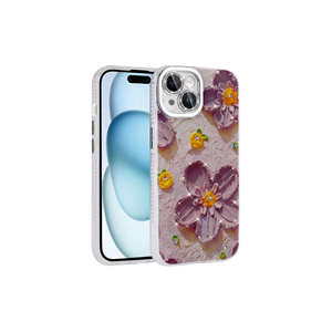 Funda de Silicona Rígida con Pedrería y Estampado Floral de Lujo para iPhone 14, Cubierta Trasera Elegante - Product Image 2