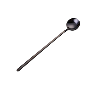 Cuillère à café en métal Petites cuillères à dessert coréennes en métal Cadeau Couverts en laiton noir poli Cuillère à thé en or - Product Image 1