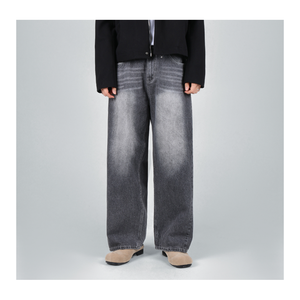 Jean pour homme HOOR Vintage délavé jambe large pour homme K-Fashion pantalon denim fendu sur le côté 2 COULEURS décontracté coupe ample Chic style quotidien H5006 - Product Image 1