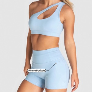 Venta caliente un hombro Crop Sports Bra Athleisure Ladies Fitness Wear Mujeres Sexy Yoga Sports Bra - Product Image 5