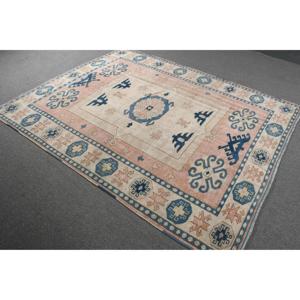 Alfombra Vintage, Alfombra Turca Grande de 6x7.7 pies, Alfombra Azul Rosa con Diseño de Camuflaje - Product Image 2