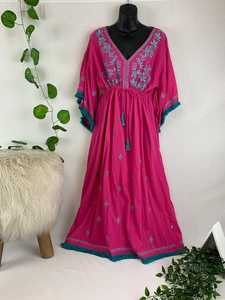 Venta caliente de las mujeres Kaftan Floral bordado suelto cómodo 100% algodón desgaste Natural nueva colección Kaftan ropa - Product Image 4