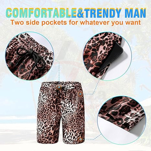 กางเกงว่ายน้ำขาสั้นผู้ชายพิมพ์ลายเสือดาวเอวยางยืด100% หลายสีแห้งเร็วผ้าโพลีเอสเตอร์180 GSM - Product Image 4