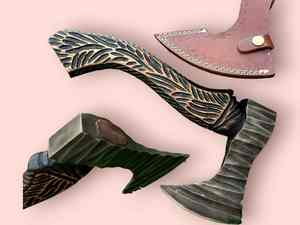 Hache Viking artisanale en acier à haute teneur en carbone, manche en bois de rose, étui en cuir, personnalisable, 1,5 kg, multi-usages - Product Image 5