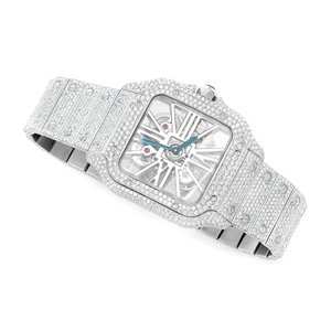 Montre en quartz Moissanite avec assurance commerciale, OEM prêt à l'emploi, personnalisable, revente, luxe haut de gamme, cadran en verre - Product Image 3