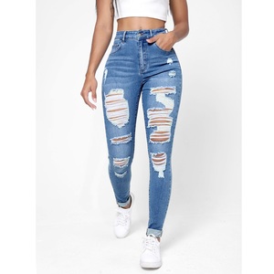 Women's New Arrival Breathable <b>Stretch</b> <b>Denim</b> Pants Long Cut with Casual Straight Style Mid Waist and Ripped Small Legs From BD - Product Image 4