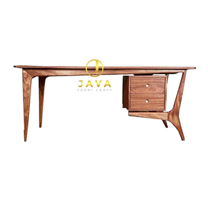 Mesa de oficina moderna hecha de marco de madera maciza de teca con acabado de color marrón y de alta calidad para uso en interiores - Product Image 1