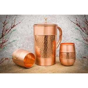 เหยือกน้ำทองแดงพร้อมฝาปิดเหยือกน้ำพร้อมฝาปิดเหยือกน้ำทำจากทองแดงพิมพ์ลายธรรมดาและทุบตามต้องการ - Product Image 4