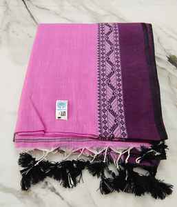 Sari Tradicional Bengalí de Algodón Mal - Vestido de Novia Tejido Ligero y Ecológico de Color Liso para Niñas - Product Image 2