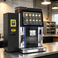 Máquina de Café Comercial TCN, Molinillo de Granos, Máquina de Espresso con Función de Espuma de Leche, Pantalla Táctil Inteligente para Hotel