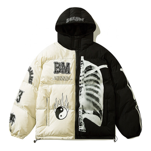 Wholesale 100% High Quality Men's Winter Ribs Printed Canvas Bubble Jackets Comfortable Breathable Fabric Stand Collar Vintage - Product Image 2