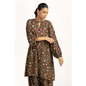 Conjunto de Dos Piezas IUSTTS-1228 para Mujer, Estilo Bohemio, Viscosa Estampada, Talla XXS, Shorts y Top de Manga Tres Cuartos, Diseño Crepé - Product Image 4