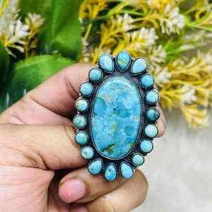 Bague turquoise ~ Argent sterling 925 ~ Fait main ~ Statement ~ Hippie ~ Bohème ~ Bijoux ~ Cadeau pour elle - Product Image 2
