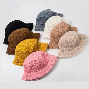羔羊羊毛桶帽日本可爱女孩户外运动渔夫帽女休闲冬季保暖帽