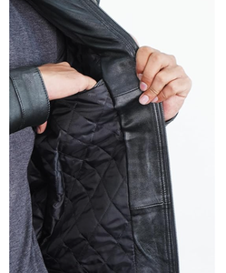 Personalizar Bombardero de La chaqueta de cuero negro de los hombres de moda de diseño clásico de moda juvenil de invierno Casual vuelo capitán cierre de cremallera nuevo OEM Pak - Product Image 3