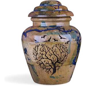 Urna de cremación de madera natural hecha a mano para cenizas, urna conmemorativa grande con tapa segura, urna funeraria única, recuerdo con incrustaciones de resina - Product Image 1